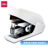 得力0466省力结构专利订书机 适配12#订书钉 白色 小号