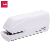 得力0489双电源电动订书机 电子自动装订订书器 适配24/6 白色