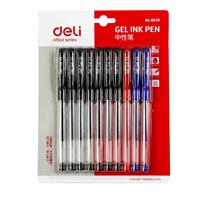 得力6610经典耐用7黑2蓝1红混搭中性笔 0.5mm<黑色>10支卡装