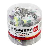 得力 19mm印花长尾票夹 24只/筒