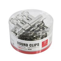 得力 64mm银色圆形铁票夹（筒装）12只/筒